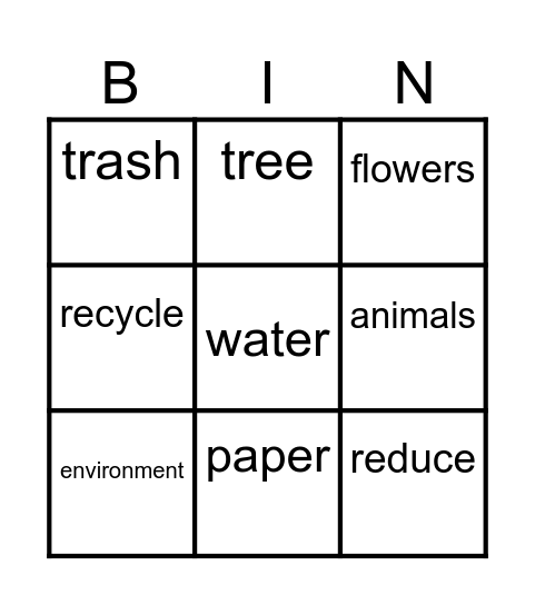 ECO WARRIORS Bingo Card