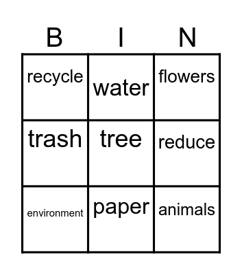 ECO WARRIORS Bingo Card