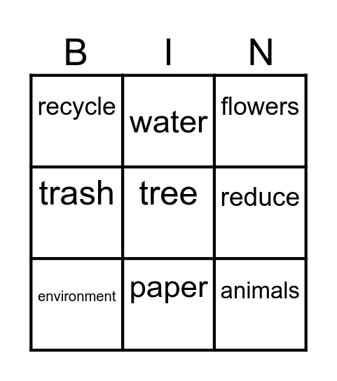 ECO WARRIORS Bingo Card