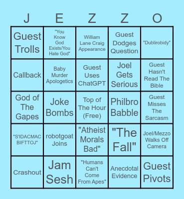 Bad Bible Bingo Card