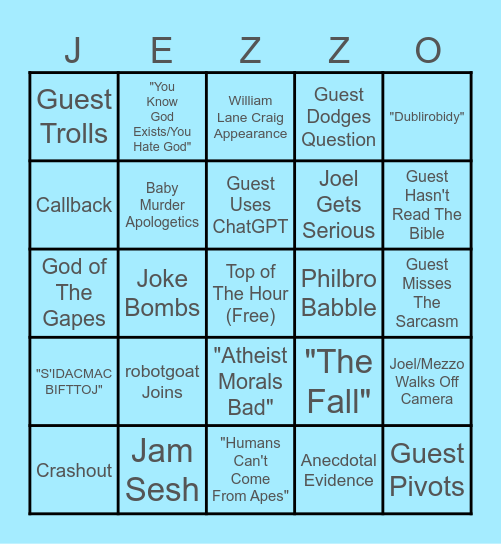Bad Bible Bingo Card