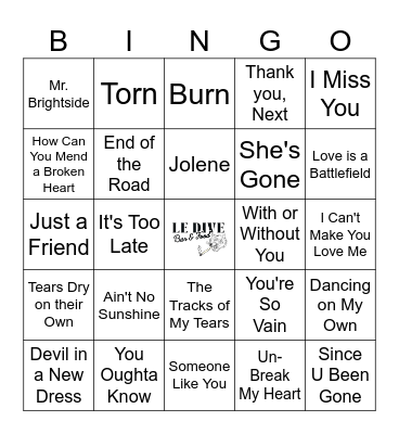 Breaking Up Is Hard To Do Bingo Card