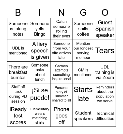 MHUSD 2026 PD Bingo Card