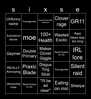 Smevly ♥ Clover Bingo Card