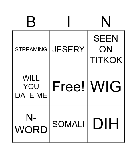 ZEKE BINGOOO Bingo Card