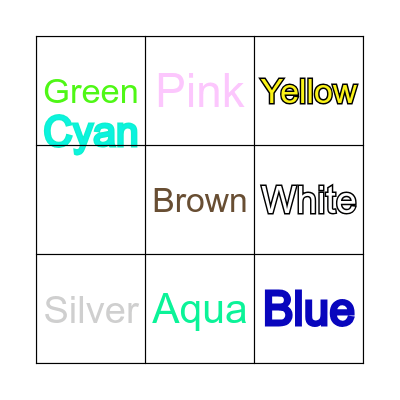 Colours Bingo Card