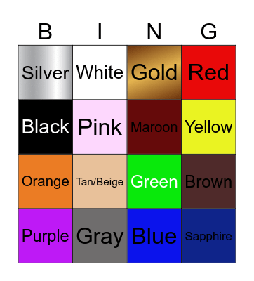 Los Colores Bingo Card