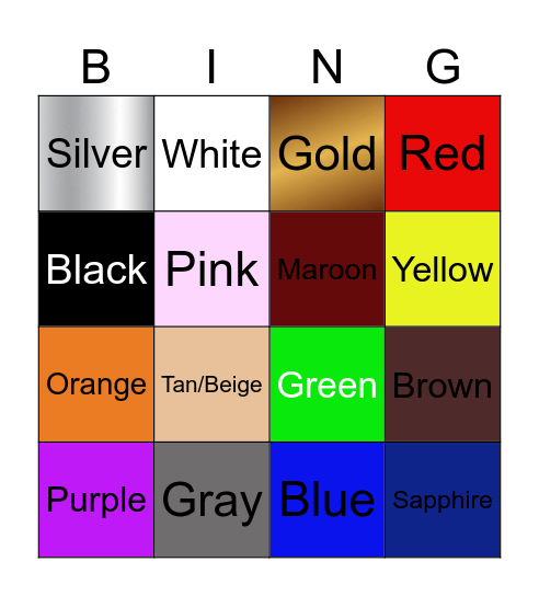 Los Colores Bingo Card