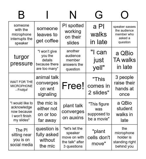 morpho26 lectures Bingo Card
