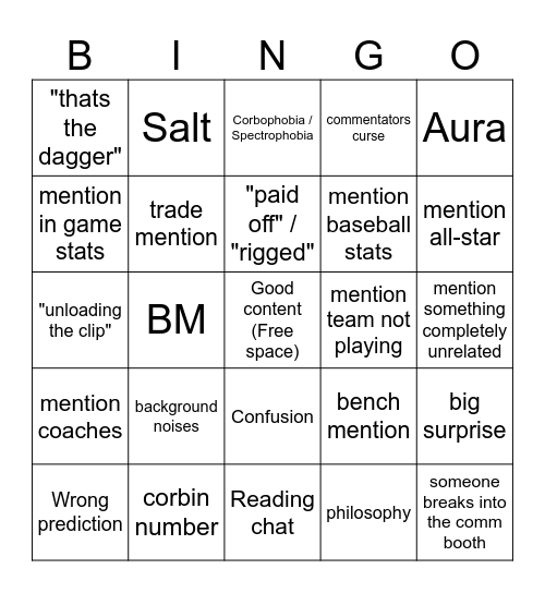 ASA Comms Bingo Card