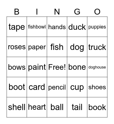 Lots of hearts Words Bingo Card