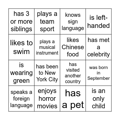 Find someone who.... Bingo Card