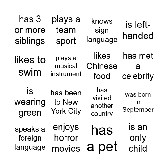 Find someone who.... Bingo Card