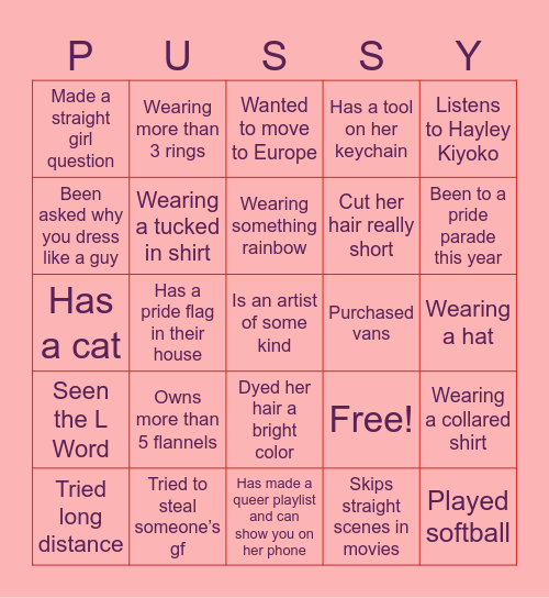 WLW Bingo Card