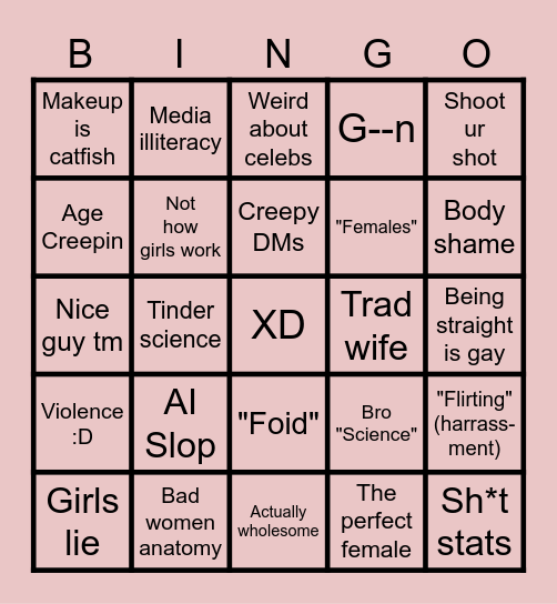 r/NotHowGirlsWork Sexism bingo 5 Bingo Card