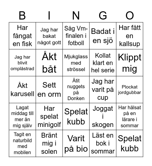 SommarBingo! Bingo Card