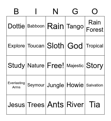 VBS 2026 Bingo Card