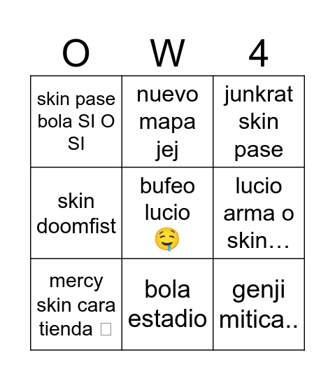 overwatch Bingo Card