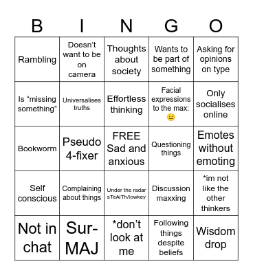SURMAGE Bingo Card