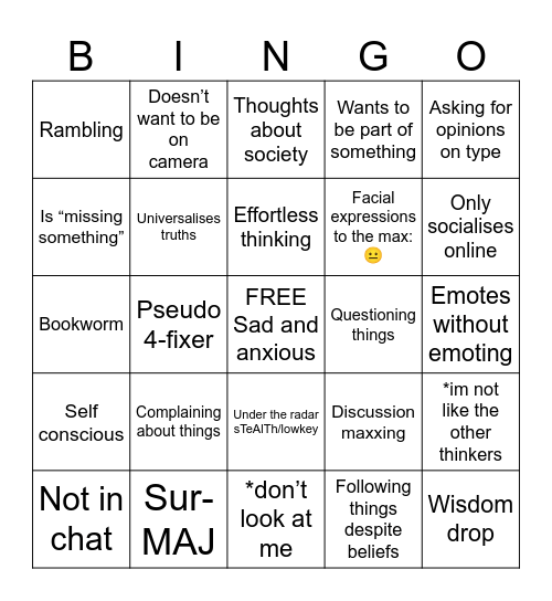 SURMAGE Bingo Card