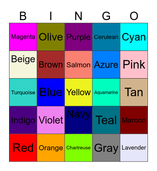 Color Bingo I Bingo Card