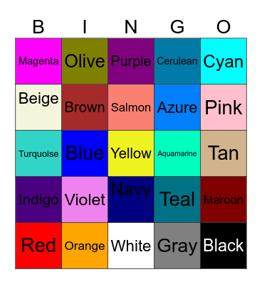 Color Bingo I Bingo Card
