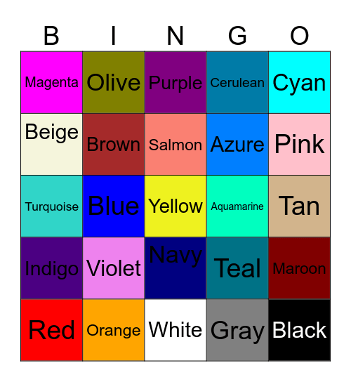 Color Bingo I Bingo Card