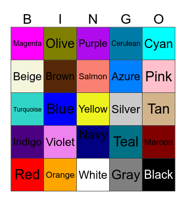 Color Bingo I Bingo Card