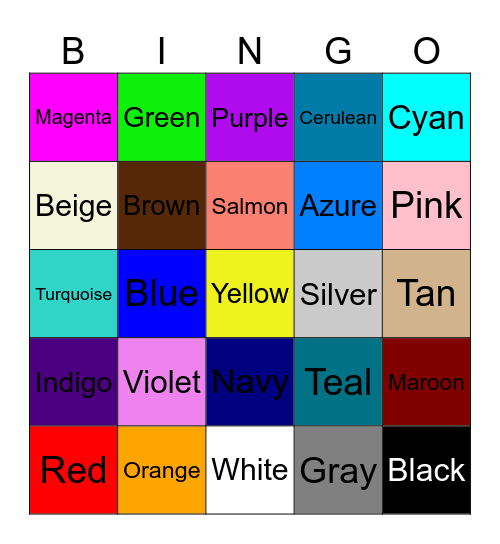 Color Bingo I Bingo Card