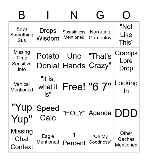 Xer0Slash Bingo Card