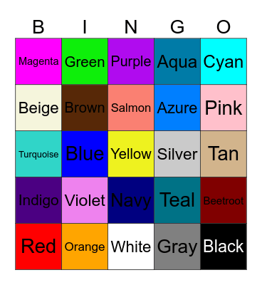 Color Bingo I Bingo Card