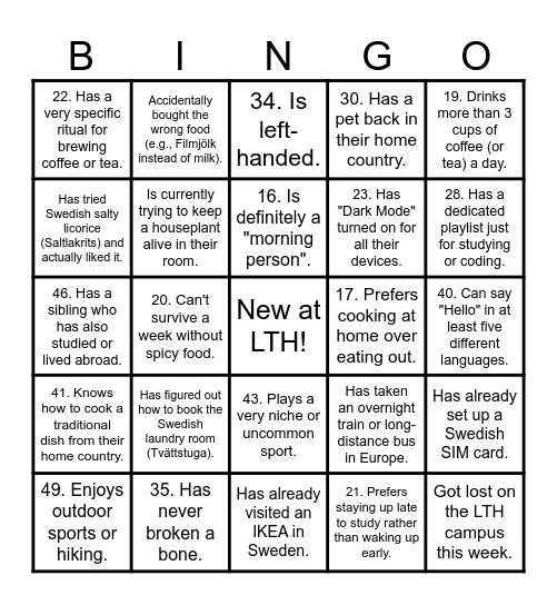 Nolla Bingo Card