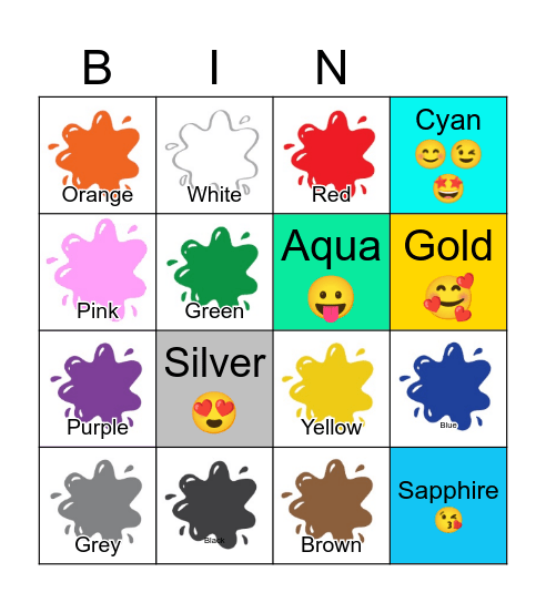 COLOURS NAME Bingo Card