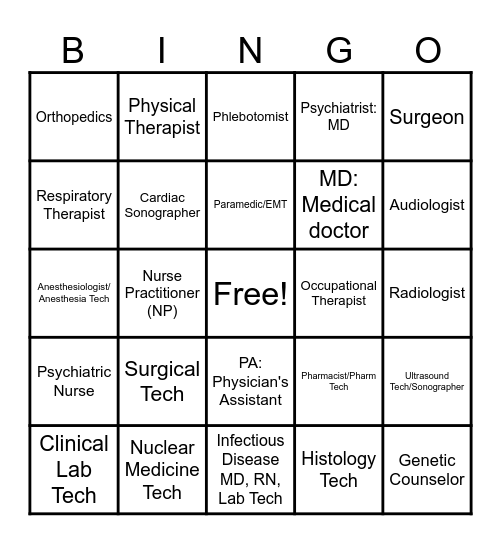 Health Science: What's Your Goal BINGO Card