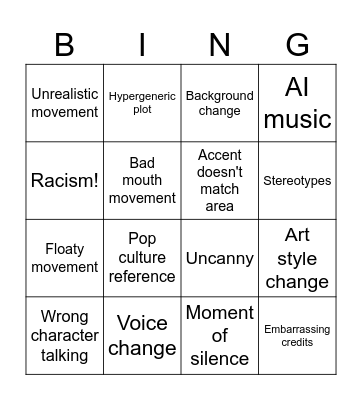 Wright Family Films Bingo Card