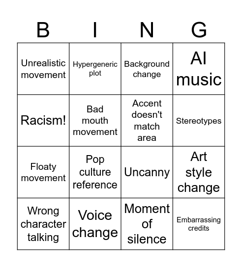 Wright Family Films Bingo Card