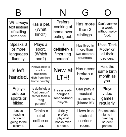 Nolla Bingo Card