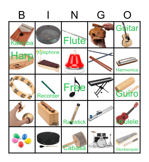 Musical Instrument BINGO Card