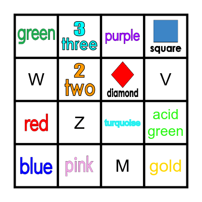 Vocabulary Bingo Card