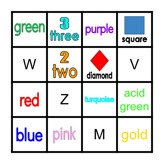 Vocabulary Bingo Card