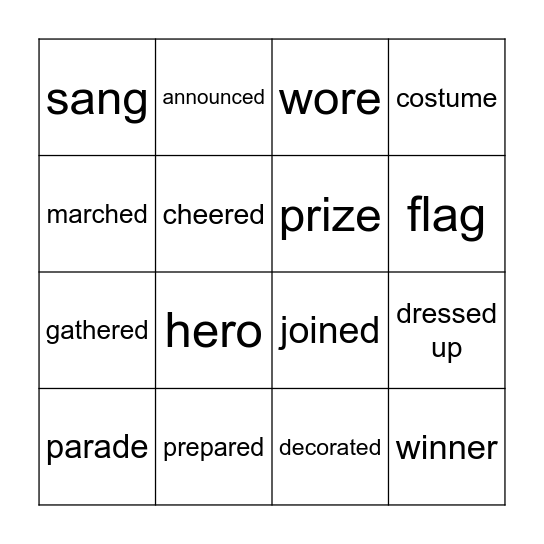 Independence Day Bingo Card