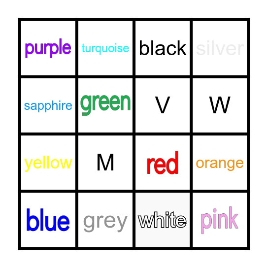 Vocabulary Bingo Card