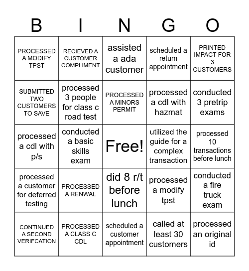 BINGO Card