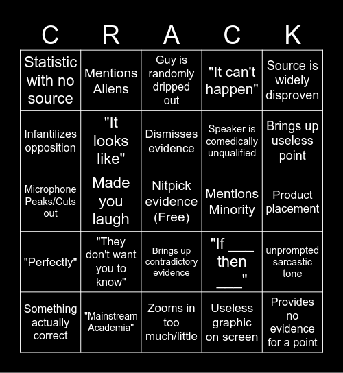 Conspiracy Theory Bingo Card