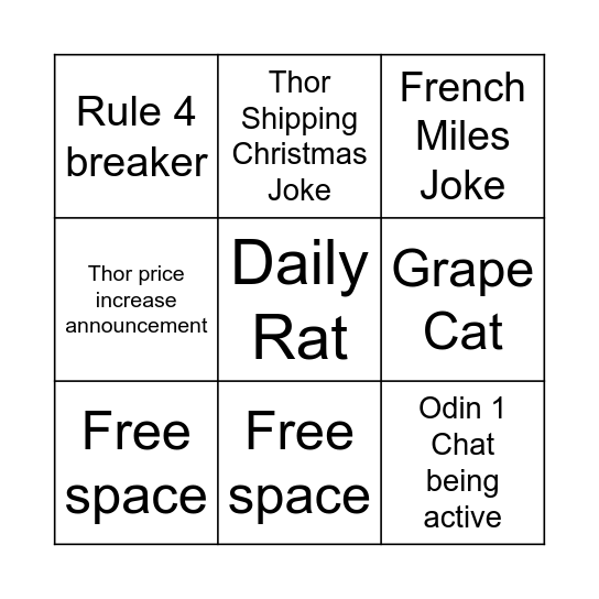 Ayn Server Bingo Card