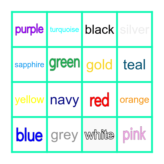 Vocabulary Bingo Card