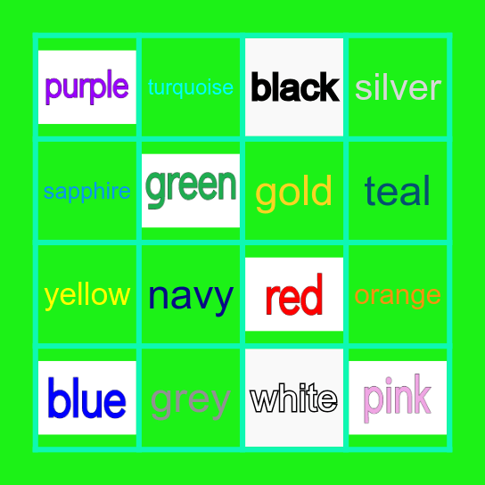 Vocabulary Bingo Card