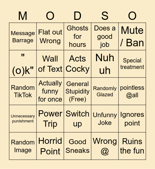 Mod Bingo Card