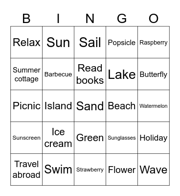 Summer Bingo Card