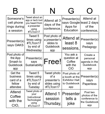 TLTCon 2017 Bingo Card